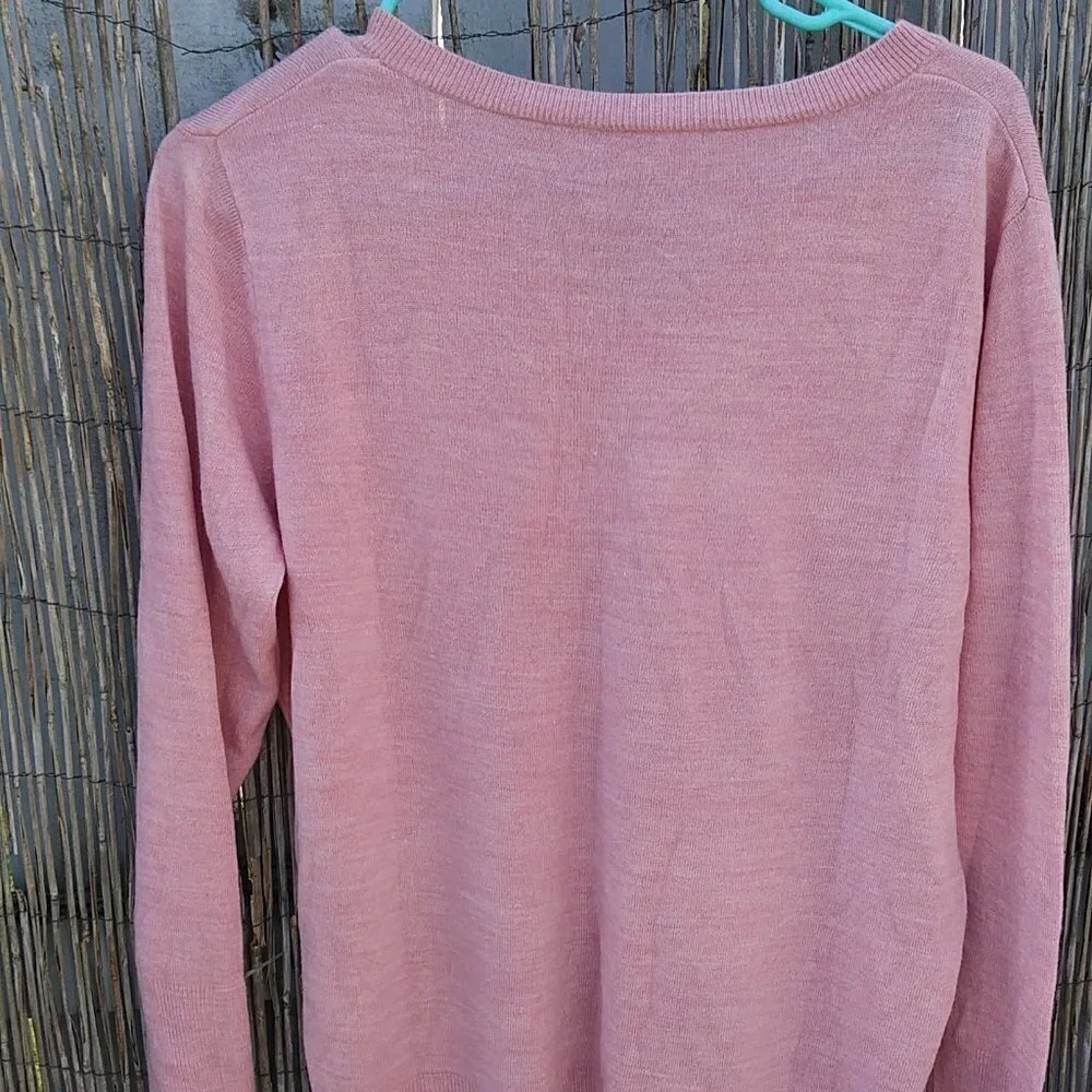 Pink V-Neck Cardigan Women's - No. Size. No Brand. - See Measurements